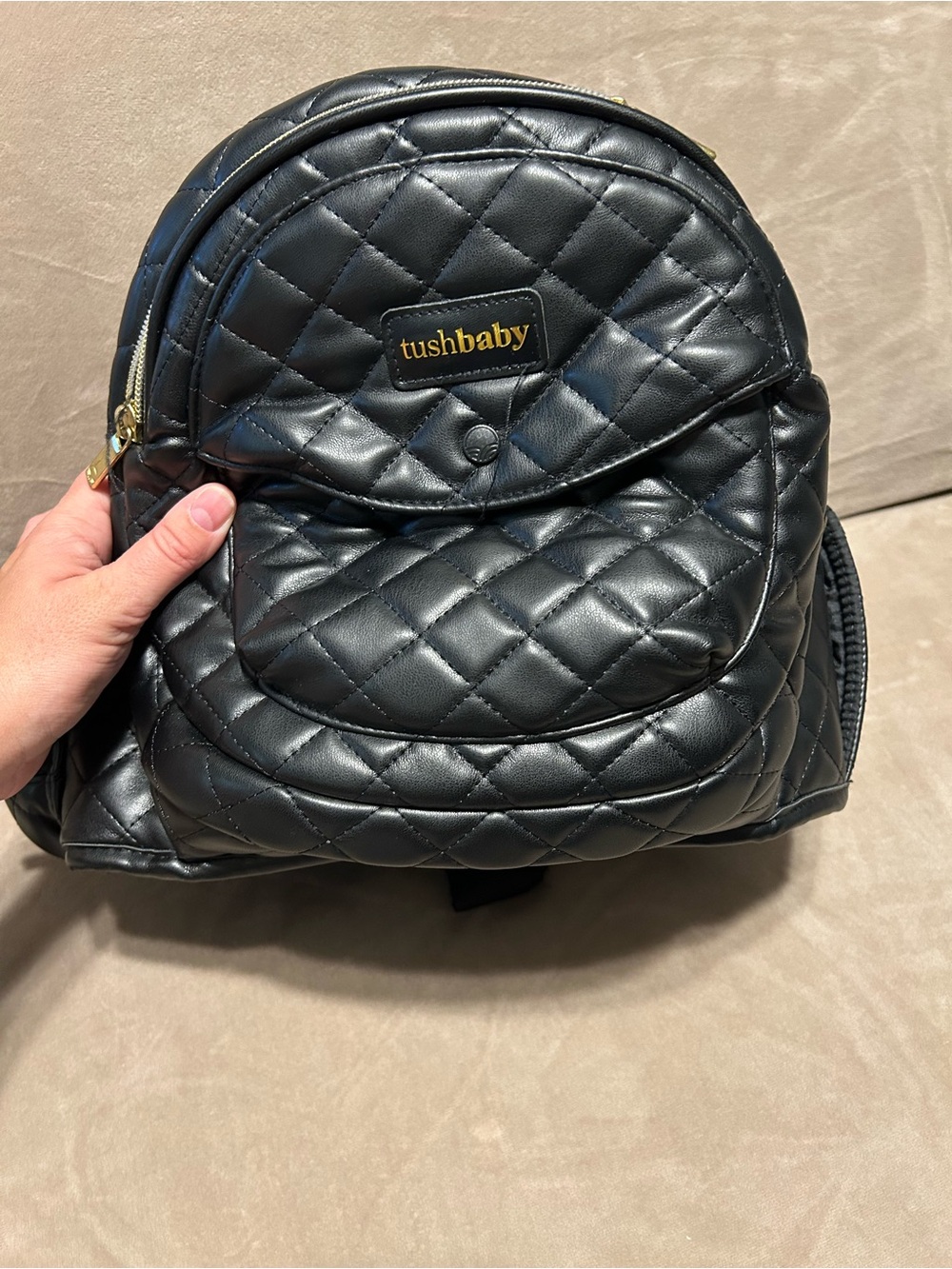Tushbaby Quilted Black Baby Backpack
